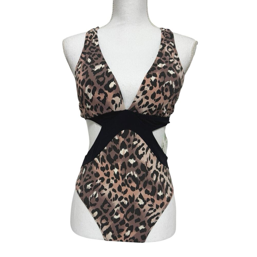 Animal Print One Piece Flattering Side Cut Out Swimsuit Size S 4-6 Envya Elsa - Picture 5 of 12
